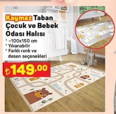 Kaymaz Taban Çocuk ve Bebek Odası Halısı 100x150 cm image