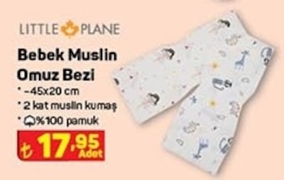 Little Plane Bebek Muslin Omuz Bezi 45x20 cm image