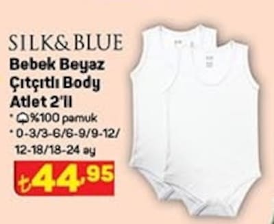 Silk&Blue Bebek Beyaz Çıtçıtlı Body Atlet 2'li image