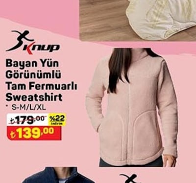 Knup Bayan Yün Görünümlü Tam Fermuarlı Sweatshirt image