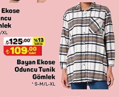 Ekose Oduncu Bayan Tunik Gömlek image