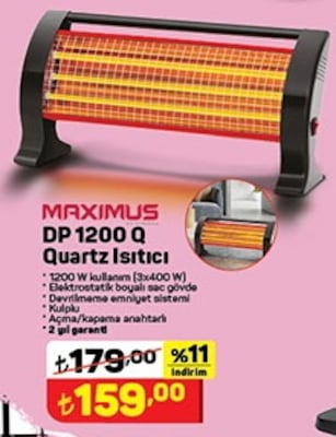 Maximus DP 1200 Q Quartz Isıtıcı 1200 W image