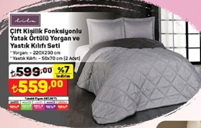 Lila Çift Kişilik Fonksiyonlu Yatak Örtülü Yorgan ve Yastık Kılıfı Seti image