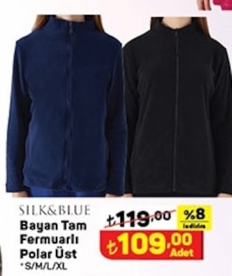 Silk&Blue Bayan Tam Fermuarlı Polar Üst image