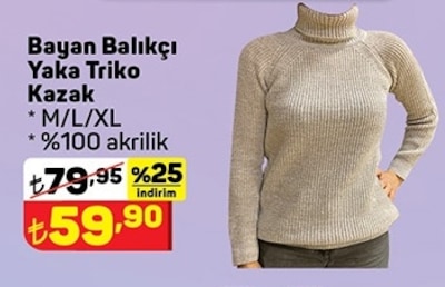 Bayan Balıkçı Yaka Triko Kazak image