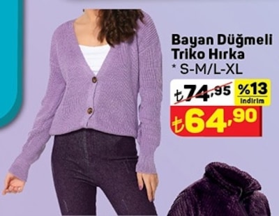 Bayan Düğmeli Triko Hırka image