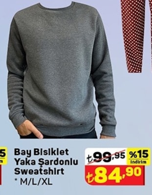 Bay Bisiklet Yaka Şardonlu Sweatshirt image
