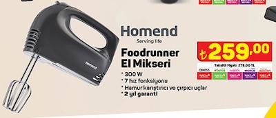 Homend Foodrunner El Mikseri 300 W  image