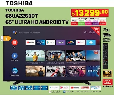 Toshiba 65UA2263DT 65 inç Ultra HD Android TV image