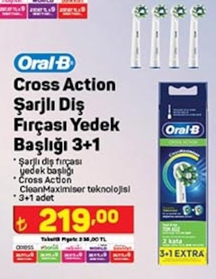 Oral-B Cross Action Şarjlı Diş Fırçası Yedek Başlığı 3+1 image