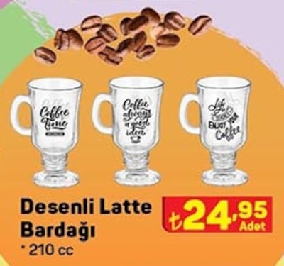 Desenli Latte Bardağı 210 cc  image