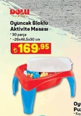 Dolu Oyuncak Bloklu Aktivite Masası 30 Parça  image