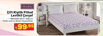 Lila Çift Kişilik Fitted Lastikli Çarşaf 160x200+30+-%2 cm  image