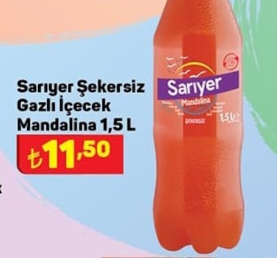 Sarıyer Şekersiz Gazlı İçecek Mandalina 1,5 l image