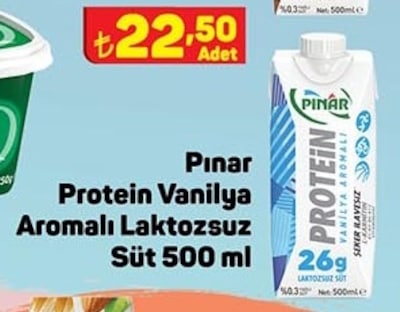 Pınar Protein Vanilya Aromalı Laktozsuz Süt 500 ml image