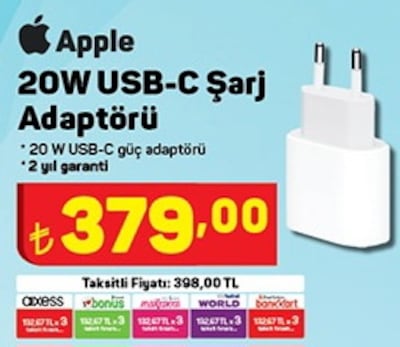 Apple MHJE3TU/A 20W USB-C Şarj Adaptörü image