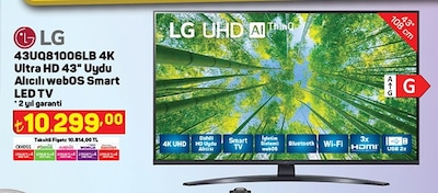 LG 43UQ81006LB 4K Ultra HD 43 inç 109 Ekran Uydu Alıcılı webOS Smart LED TV image