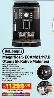 Delonghi Magnifica S ECAM21.117.B Otomatik Kahve Makinesi image