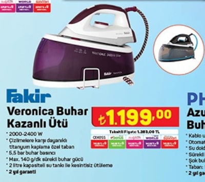 Fakir Veronica Buhar Kazanlı Ütü 2000-2400 W image