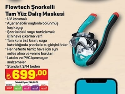 Bestway Flowtech Şnorkelli Tam Yüz Dalış Maskesi S/M image