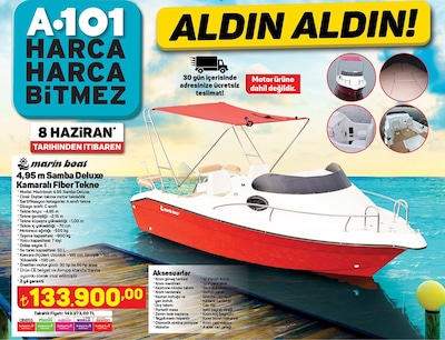 Marin Boat 4.95 m Samba Deluxe Kamaralı Fiber Tekne  image