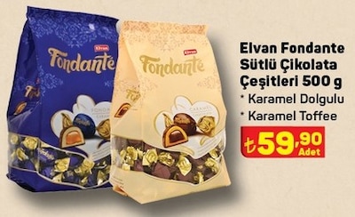 Elvan Fondante Sütlü çikolata Çeşitleri 500 g image