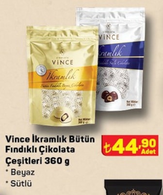 Vince İkramlık Bütün Fındıklı Çikolata Çeşitleri 360 g image