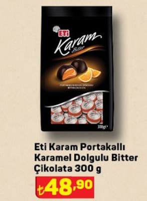 Eti Karam Portakallı Karamel Dolgulu Bitter Çikolata 300 g image