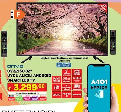 Onvo OV32150 32 İnç Uydu Alıcılı Android Smart Led Tv image