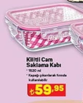 Kilitli Cam Saklama Kabı 1520 ml image