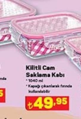 Kilitli Cam Saklama Kabı 1040 ml image