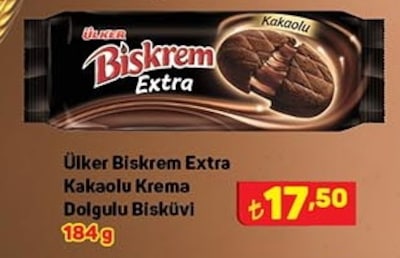 Ülker Biskrem Extra Kakaolu Krema Dolgulu Bisküvi 184 g image