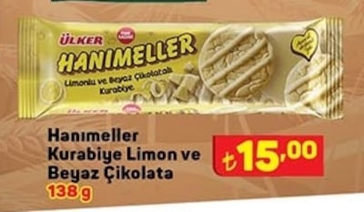 Ülker Hanımeller Kurabiye Limon ve Beyaz Çikolata 138 g image