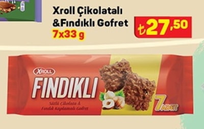 Xroll Çikolatalı & Fındıklı Gofret 7x33 g image