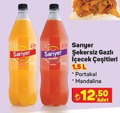 Sarıyer Şekersiz Gazlı İçecek Çeşitleri 1,5 L image