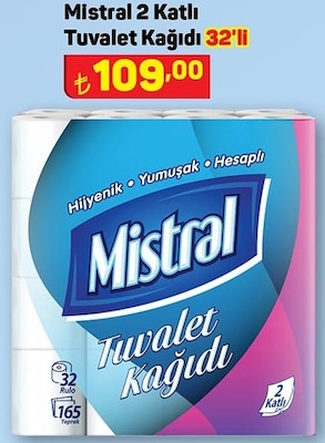 A101 Mistral 2 Katlı Tuvalet Kağıdı 32'li