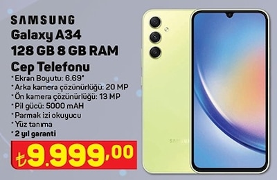 Samsung Galaxy A34 128 GB 8 GB RAM Cep Telefonu image