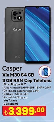 Casper Via M30 64 GB 3 GB RAM Cep Telefonu image