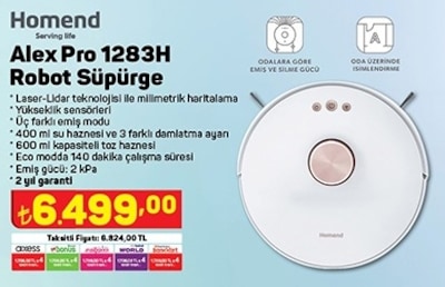 Homend Alex Pro 1283H Robot Süpürge image