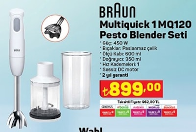 Braun Multiquick 1 MQ120 Pesto Blender Seti image
