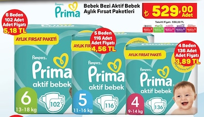 Prima Bebek Bezi Aktif Bebek Aylık Fırsat Paketleri image