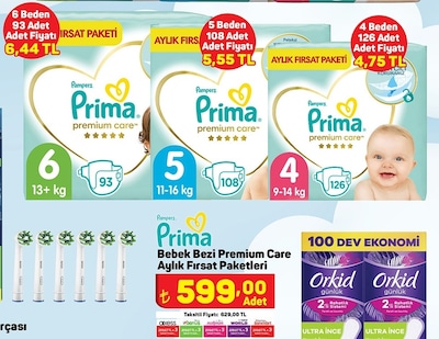 Prima Bebek Bezi Premium Care Aylık Fırsat Paketleri image