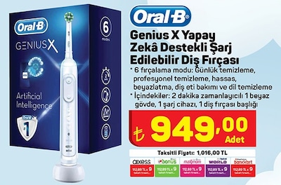 Oral-B Genius X Yapay Zeka Destekli Şarj Edilebilir Diş Fırçası image