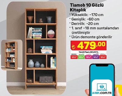 Tiamob Simge 5 Raflı 10 Gözlü Dekoratif Kitaplık image