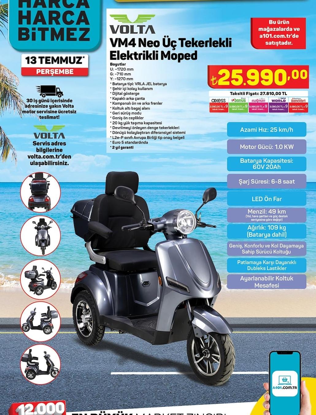 Volta Vm4 Neo Üç Tekerlekli Elektrikli Moped image