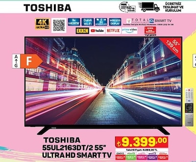 Toshiba 55UL2163DT/2 55 inç Ultra HD Smart Tv image