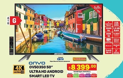 A101 Onvo OV50350 50 inç Ultra HD Android Smart Led Tv