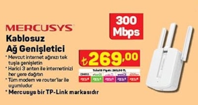 Mercusys Kablosuz Ağ Genişletici 300 Mbps image