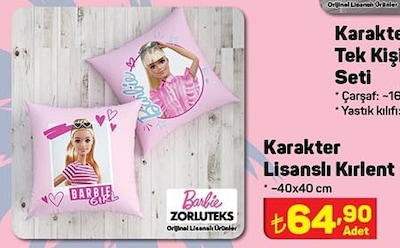 Barbie Zorluteks Karakter Lisanslı Kırlent 40x40 cm image