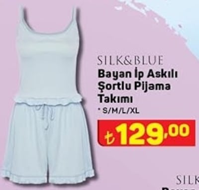 Silk&Blue Bayan İp Askılı Şortlu Pijama Takımı image